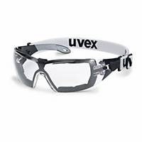 Occhiale di protezione UVEX pheos guard, nero/grigio, PC incolore, UV 2C-1,2