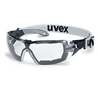 Safety glasses UVEX pheos guard 9192, UV 2C-1,2, black/grey, colourless lens