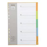 BENNON IX901 Plastic Paper Divider A4 1-5 Part 5 Colours