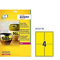 Etiqueta autocolante PES Avery L6127-20 - 99,1 x 139 mm - amarelo - Caixa 80