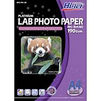 HI-JET PLATINUM PHOTO LAB PAPER A4 190G - PACK OF 20