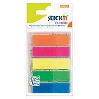 STICK N by Hopax öntapadó jelölőlap, 45 x 12 mm, neon mix, 5 tömb/25 lap