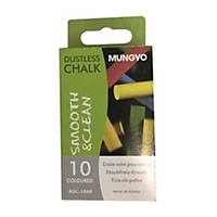 MUNGYO Dustless Chalk Assorted Colour - Box of 10