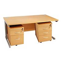 Beech Desk With 2 And 3 Drawer Pedestals 1600mm