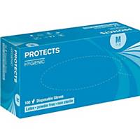 Protects Hygienic Disposable Latex Gloves, Size M, 100 Pieces