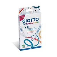 Giotto Turbo glitter viltstiften, assorti kleuren, pak van 8 stiften