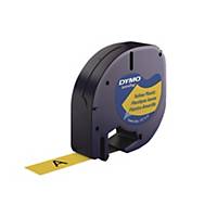 DYMO LETRATAG PLASTIC LABELLING TAPE 4M X 12MM - BLACK ON YELLOW