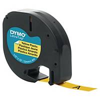 Dymo Letratag 91202 labelling tape plastic 12mm black/yellow