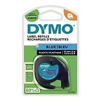 DYMO LetraTag Plastic Labels - 12 mm x 4 m Roll, Black Print on Blue Labels
