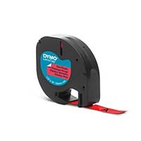 Ruban Dymo Letratag - plastique - 12 mm - noir sur rouge