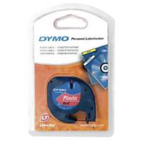 DYMO 91203 Letratag Plastic Tape 12mm x 4m Black on Red
