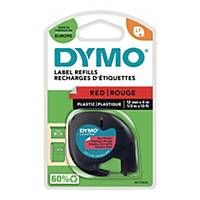 Etykiety DYMO® na taśmach Letra Tag, plastikowe, 12 mm x 4 m, czerwone