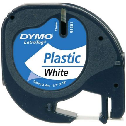 Ruban DYMO pour étiqueteuses LetraTag, plastique, 12mm x 4m, noir sur fond  blanc : : Fournitures de bureau