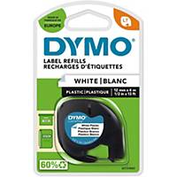 DYMO LETRATAG TAPE 12MMX4M BLK/WH