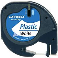 Plastic Labels Dymo LetraTag, 12mm x 4m black on white