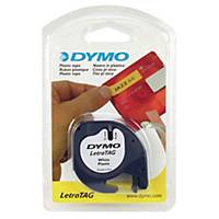 DYMO 91201 Letratag Plastic Tape 12mm x 4m Black on White