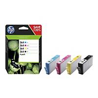 HP 364 4-pack Black/Cyan/Magenta/Yellow Original Ink Cartridges (N9J73AE)