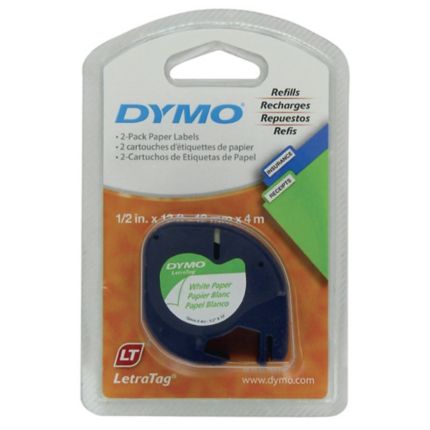 Details about   2x Compatible LetraTag Paper Tape for Dymo 91200 Black on White 12mm x 4m 