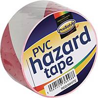 Roll Hazard Warning tape Red 50mm 33Mtr Adhesive White