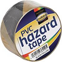 Roll Hazard Warning tape Yellowblack 50mm 33Mtr Adhesive