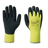 Cold protective gloves KCL StoneGrip 692, size 8, black/yellow, PKG of 10 pairs