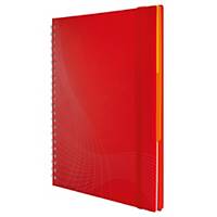 Notizio jegyzetfüzet, A4, négyzethálós, kemény fedél, 180 oldal, piros