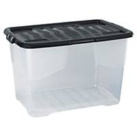 Storage box STRATA by CEP Crystal, 65 l capacity, with lid, transp/black