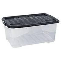 Storage box STRATA by CEP Crystal, 42l capacity, with lid, transp/black