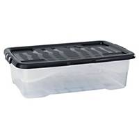 Storage box STRATA by CEP Crystal, 30 l., with lid, transp/black