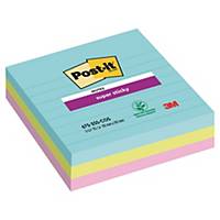 Post-it® Super Sticky Notes Cosmic, 3 linjerede blokke, 101 mm x 101 mm