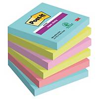 Super Sticky bločky 3M Post-it® 654, 76x76 mm, barevné, bal. 6 bločk/90 lístků