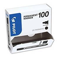 Permanent Marker Pilot 100, line width 1 mm, round tip, black, pack of 20