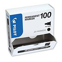 Pilot SCA 100 Black Permanent Marker Bullet Tip - Value Box of 20