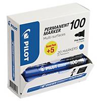 Pilot SCA 100 Blue Permanent Marker Bullet Tip - Value Box of 20