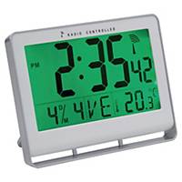 Horloge LCD numérique radio-pilotée Alba, avec calendrier, grise