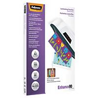 Fellowes laminating pouch with adhesive back 160mi A3 - box of 100