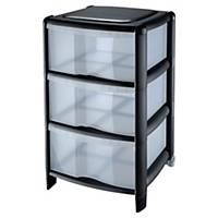 CEP 2220300010 3-Drawers unit black/clear