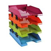 Exacompta Iderama Set of 4 COMBO MIDI A4+ Letter Trays, Assorted Colours