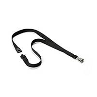 Durable Textile Lanyard with Safety Release - Includes Clip - Black - Pack of 10