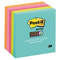 POST-IT 654-5SSMIA SUPER STICKY NOTES 3  X 3  ASSORTED COLOURS - PACK OF 5