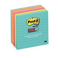 POST-IT ซูเปอร์สติกกี้ 675-6SSMIA 4 x4  มีเส้นบรรทัด คละสี แพ็ค 6 เล่ม