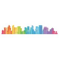 Cep decoration sticker with colourful skyline