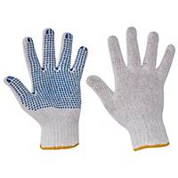 FF Plover Light Textile Gloves with Nops, Size 10, White, 12 Pairs