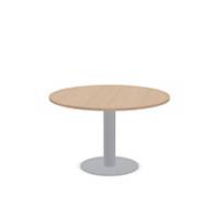 Mesa de reunión circular - Pie metálico - Diam: 120cm - Haya/Aluminio