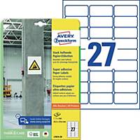 Avery Zweckform Etiketten stark haftend L7874-20 63,5x29,6mm weiß 20 Bl/540 St