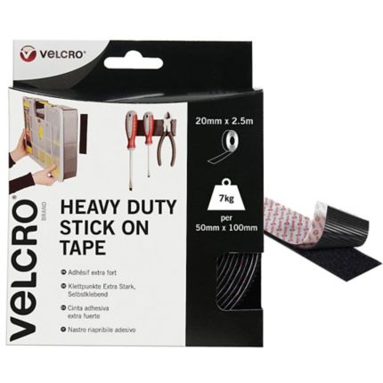 VELCRO - VELCRO® Brand Heavy Duty Stick On Hook & Loop Tape - Black 50mm x  2.5m