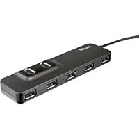 Hub 7 Port USB 2.0 Trust Oila, kabelgebunden, schwarz