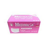 MEDIMASK หน้ากากอนามัย ASTM 3 ชั้น สีชมพู แพ็ค 50 ชิ้น