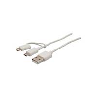 USB 2.0-Kabel CUC 150325, Typ A / Lightning / Micro B, 1m Kabel, weiß