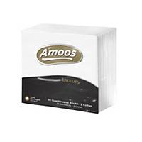 Paquete 50 servilletas de papel Amoos - 2 capas - 400 x 400 mm -blanco
